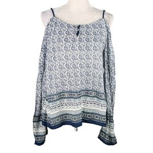 Blu Pepper Off The Shoulder Bell Sleeve Printed Top Size M